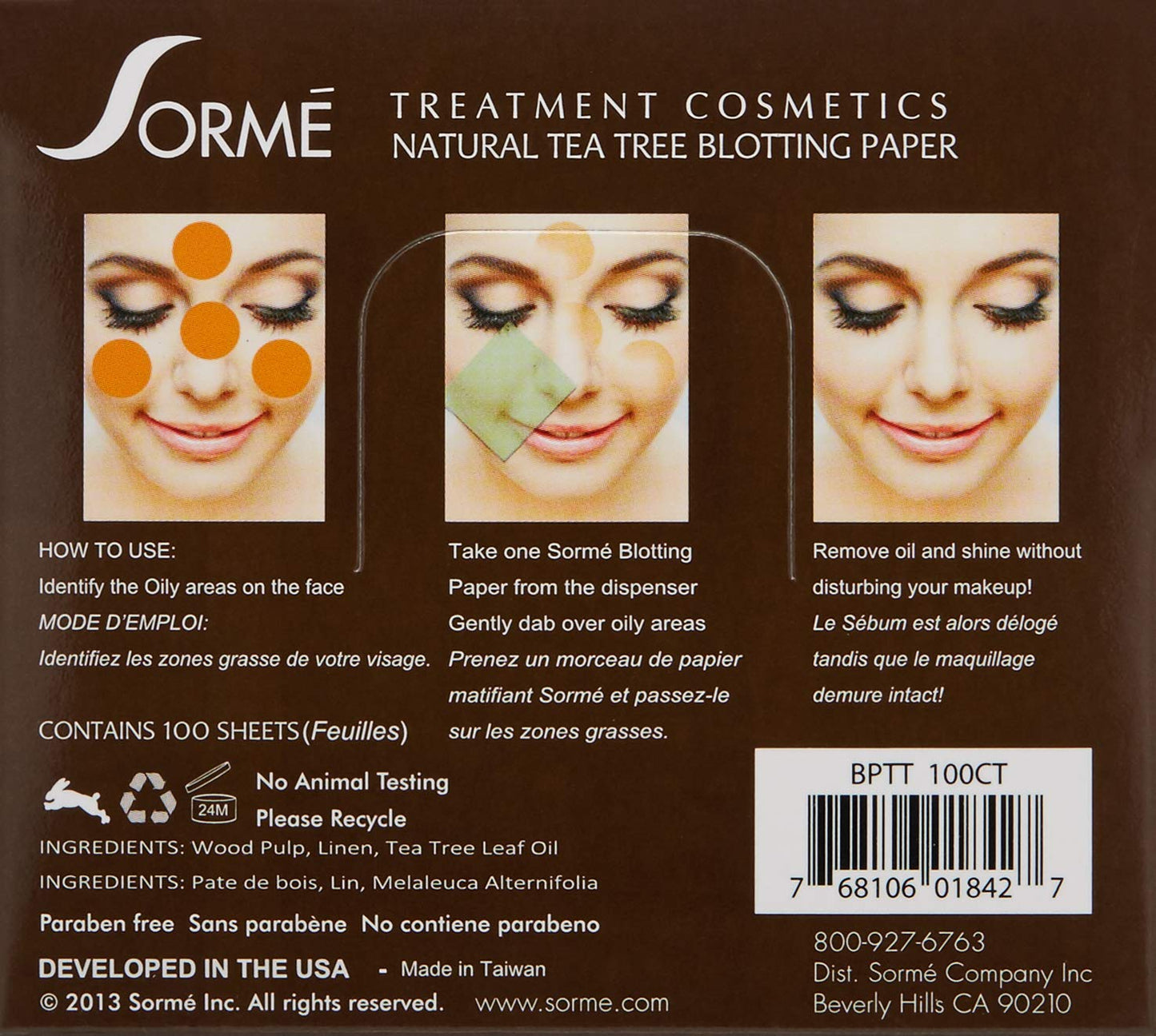 Sorme' Treatment Cosmetics Blotting Paper, Tea Tea, 0.5 oz.