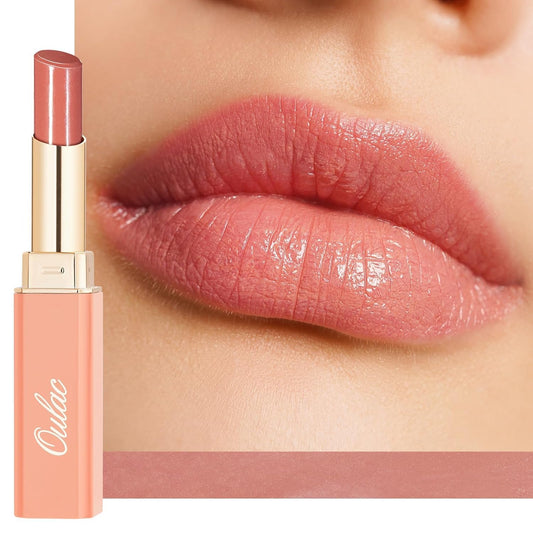 Oulac Moisturizing Shine Pink Peach Lipstick for Women - 2 in 1 Pink Peach Glossy Tinted Lip Balm, Hydrating Winter Lipstick for Dry Lips,Shine Juicy Finish Vegan 2.2g/0.07oz (G13)