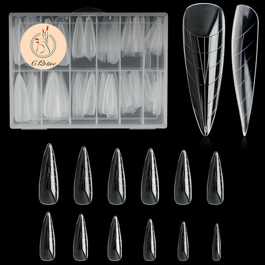 120Pcs Matte Dual Nail Forms,Long Almond Extension Poly Nail Gel Nail Forms Full Cover Nail Molds 12 Sizes for Solid Nail Gel Glue Nail Art Design Salon&DIY