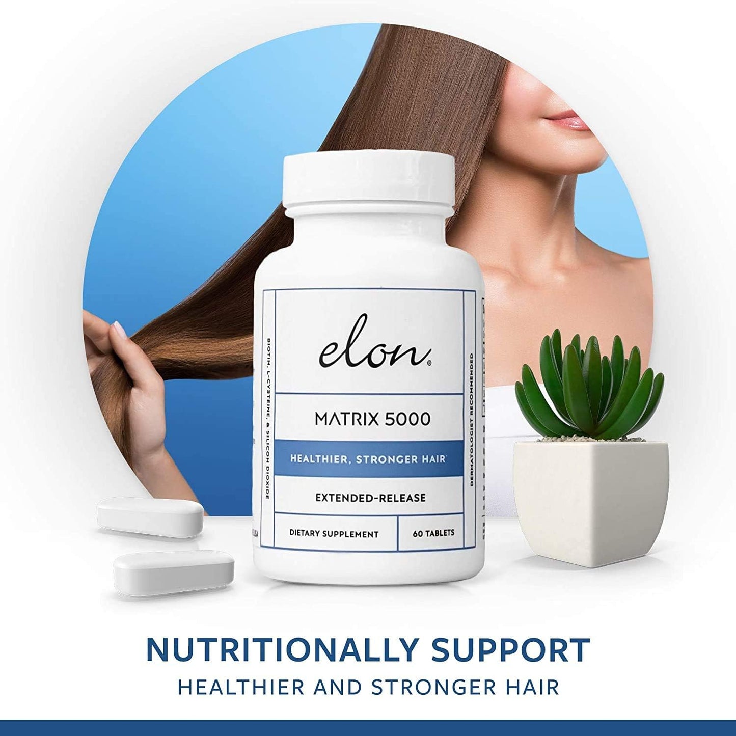 Elon Matrix 5000 - Biotin 5000mcg Vitamins for Hair Growth w/Extended Release - Promotes Healthy & Strong Hair - Pack of 2 (120 Day Supply)