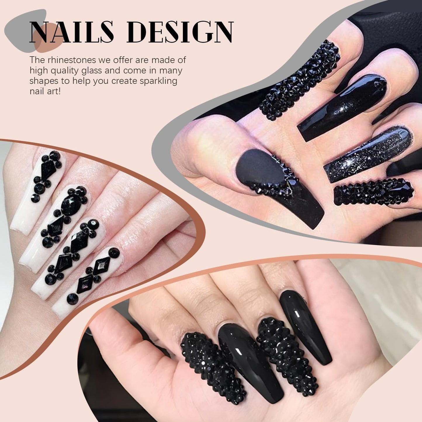 Glass Nail Rhinestones Multi-Shapes Flatback Gems, Round Crystal Glue Gel + 1500Pcs,arty Nails Diamond Gemstones