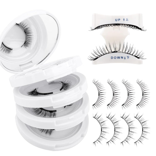 4-Pairs Magnetic Eyelashes Kit with Applicator: Natural Reusable Soft Waterproof False Lash, No Glue Needed, Wendy Lashes, 079+B01