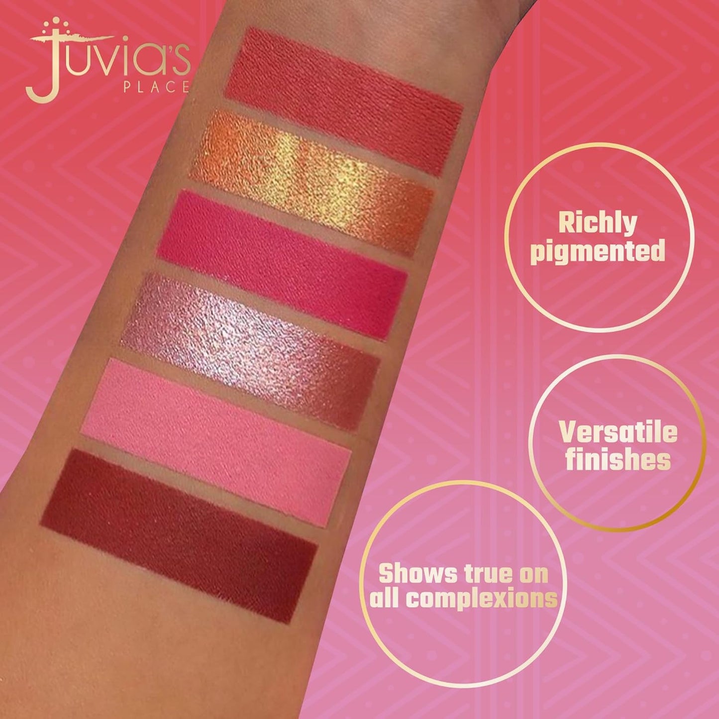 Juvia's Place Palette Blushed Rose - Rosy, Pinks, Rose-Gold, Shades of 6, Professional Eye Makeup, Pigmented Makeup Palette