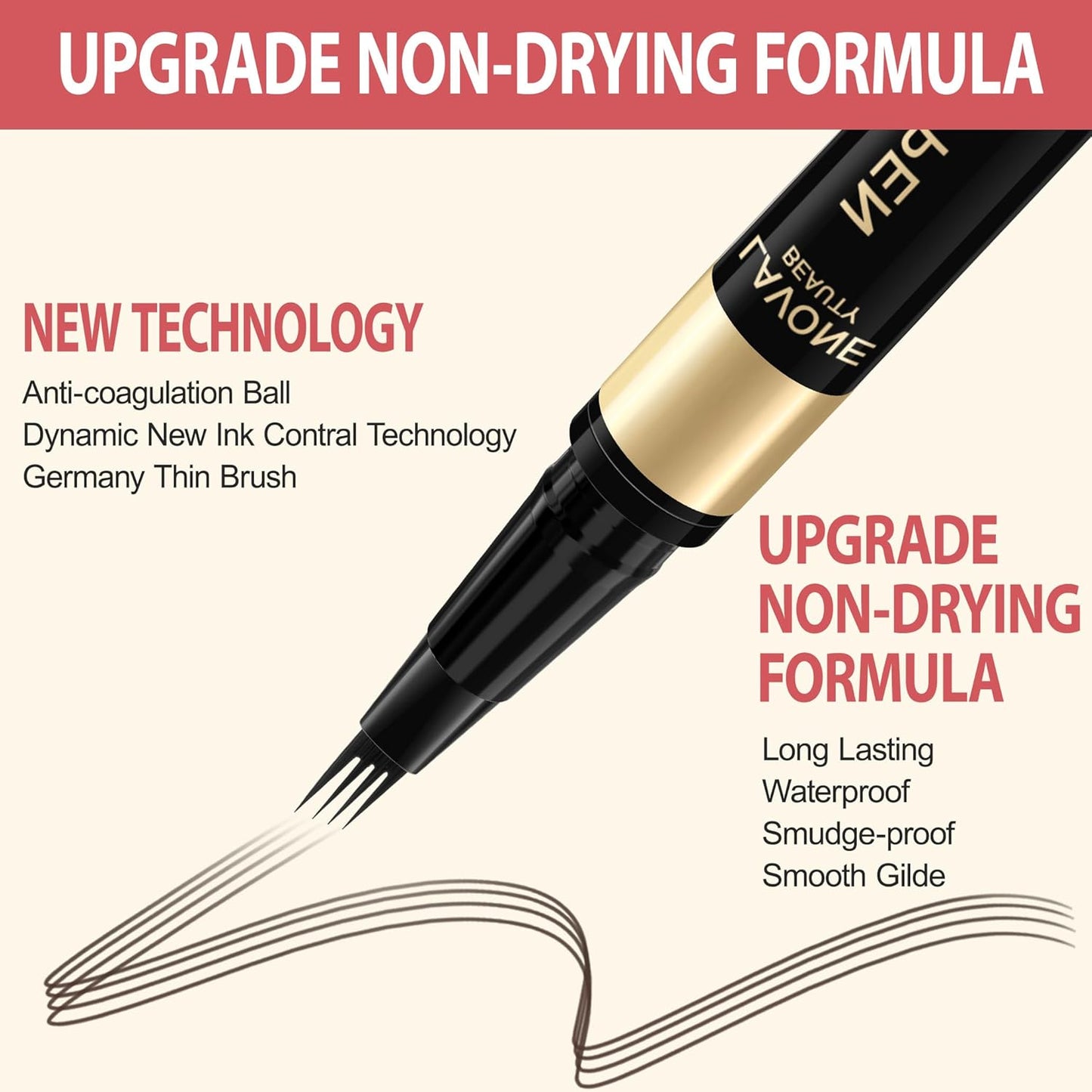 LAVONE Eyebrow Pen, 2-in-1 Eyebrow Pencils for Women with 4 Tip Microblading Eyebrow Pencil and Curved Precise Brow Pencil, Waterproof Eyebrow Pencil Create Full, Natural Hair-Like Brows, Black Brown