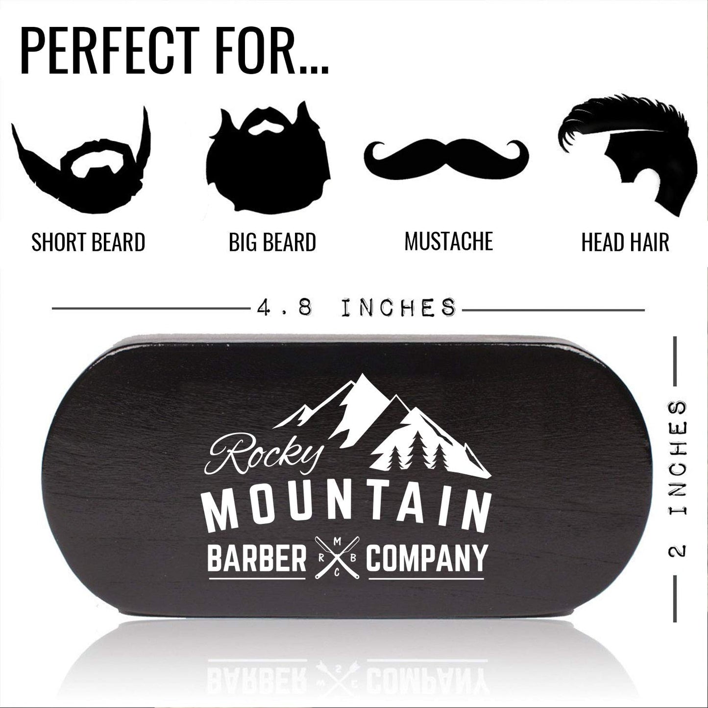 Men's Hair Brush- 100% Pure Black Boar Hair Natural Bristle for Beard, Moustache - Firm Military Style with Handmade Wood Handle – No Snags, No Scratch, Gentle Bristle – Use with Beard Oil