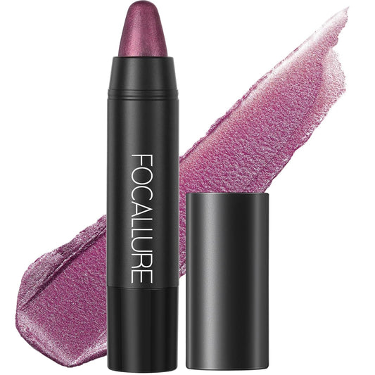 FOCALLURE Ultra Chic Metallic Lipstick,Rich Vitamin E Lip Crayon,Lightweight Shinning Color without Drying or Fading,Long Lasting Lips Makeup,#23 Pansy Purple