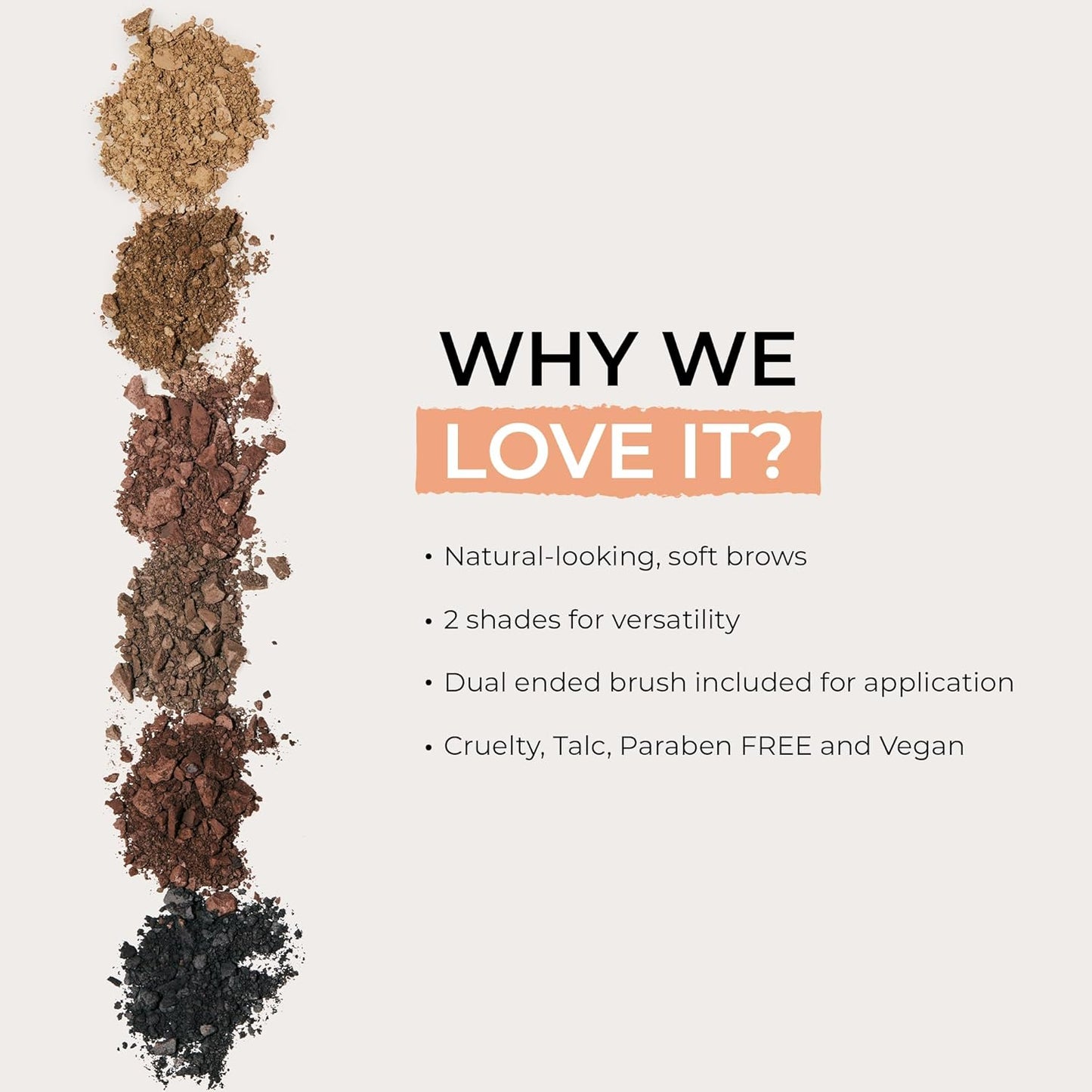 Soft Brow Define & Fill Powder Duo, Includes Dual ended Brush, Vegan and Cruelty Free (Black/Brown)