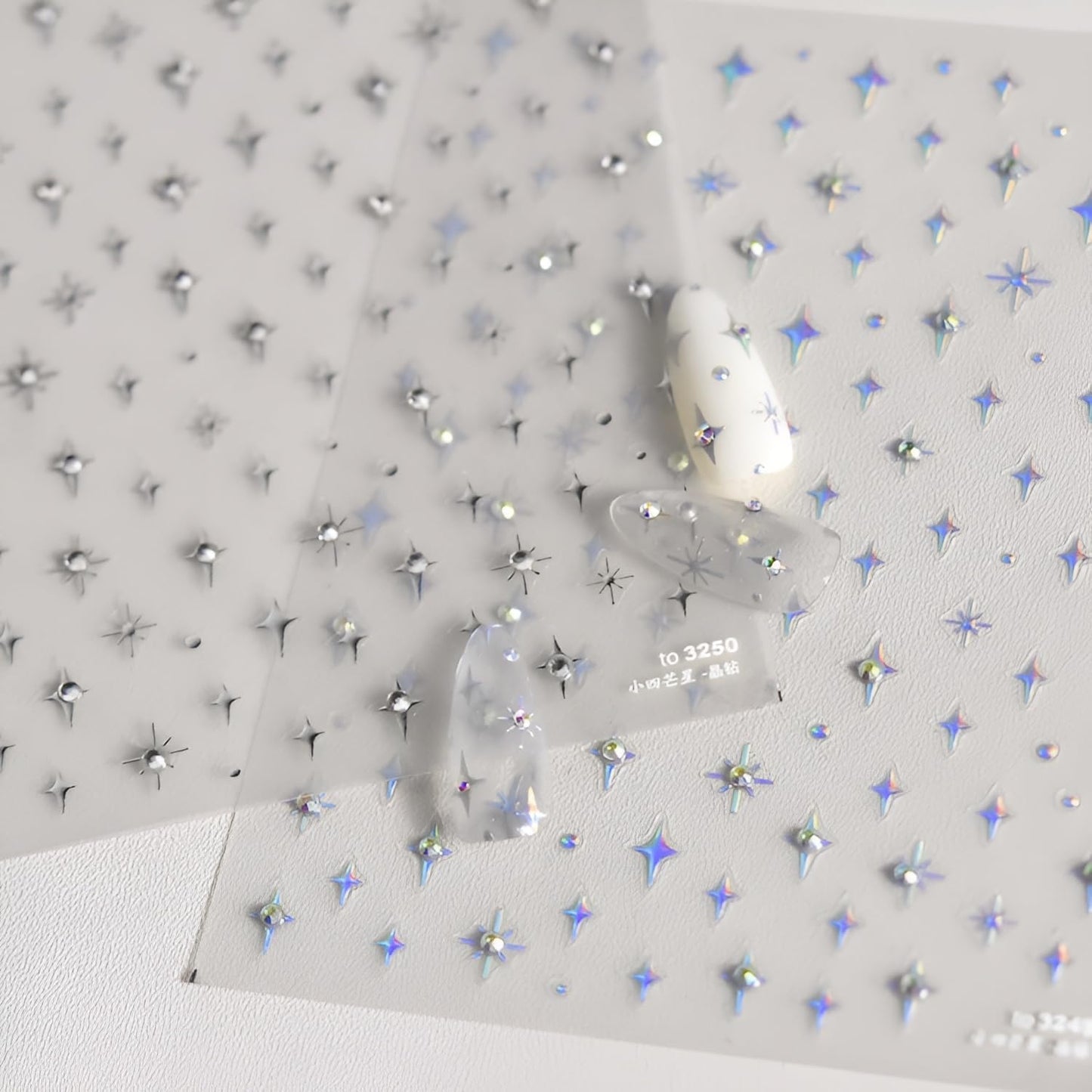 Star Nail Stickers 5D Embossed Star Nail Decals for Nail Art Self Adhesive Silver Aurora Star Nail Art Stickers with Glitter Shiny Nail Art Design Star Nail Supplies for DIY Manicure for Women Girls