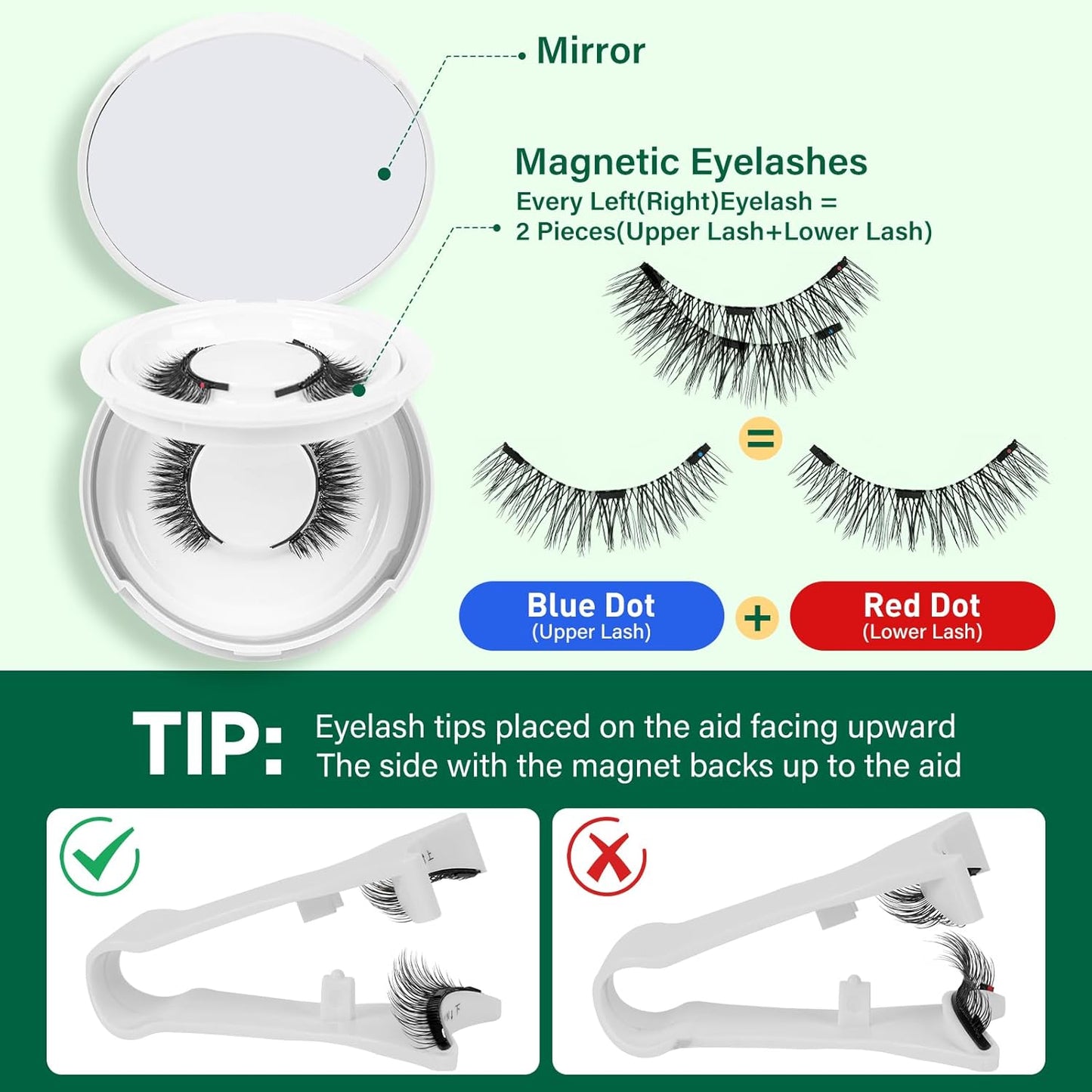 KEYYOU Reusable Magnetic Eyelashes 2 Pair with Applicator No Glue Needed 3D Natural Magnetic Lashes, Easy to Apply & Long Lasting for Daily Use & Events(A01+A01)