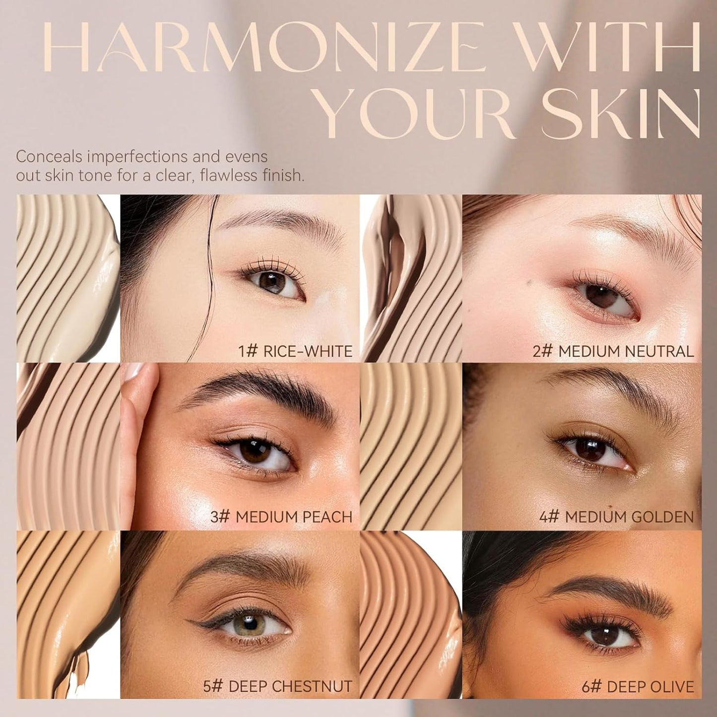 Foundation Makeup,Soft Beige Full Coverage Foundation Makeup（Built-in brush）Vegan & Cruelty-Free-Oil Control Flawless Concealer Cover Facial,Natural Blemish Face Makeup(04#)