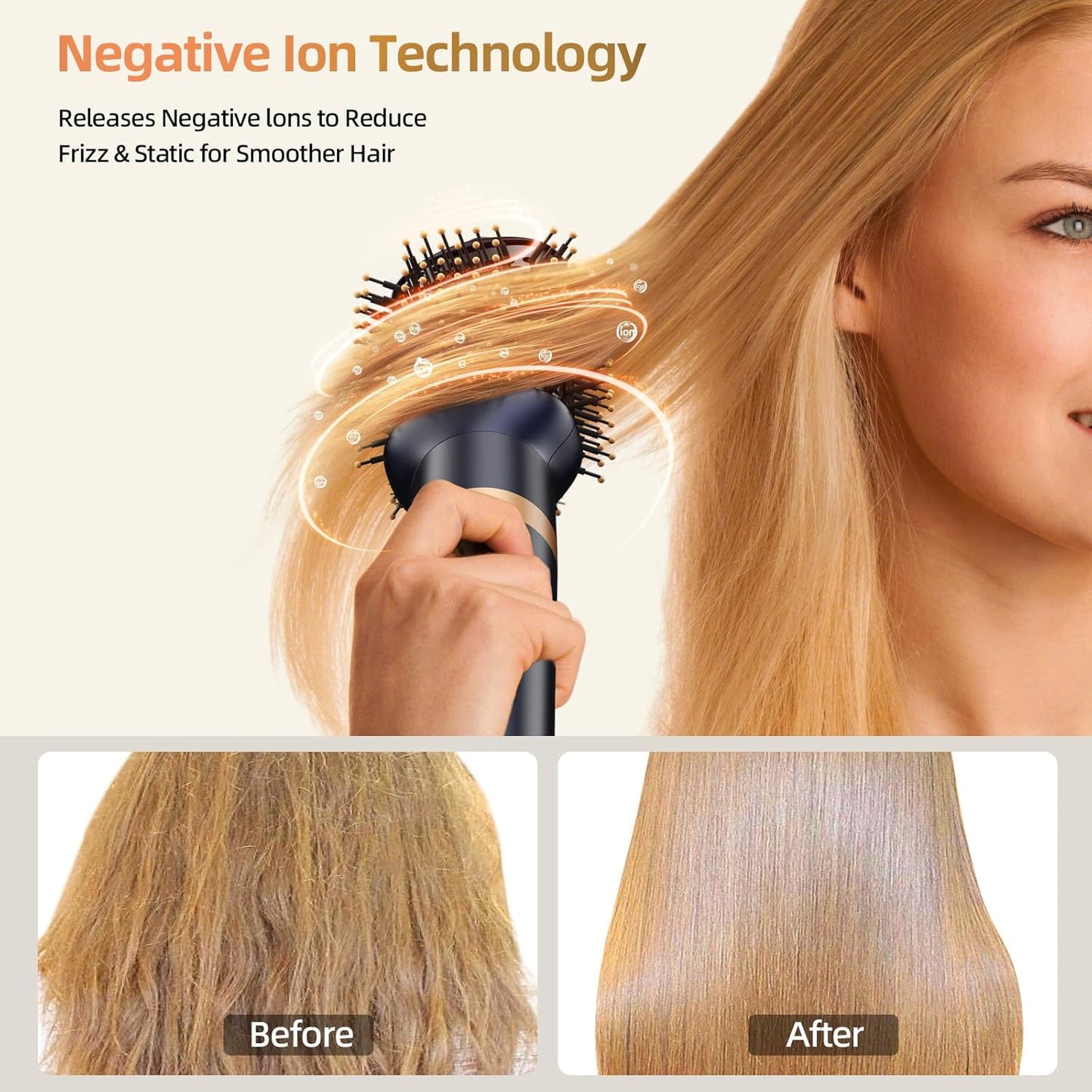 T-GOGO Hair Dryer Brush Professional: 6 in 1 Hot Air Hair Styler & Dryer Set, Powerful Hair Air Curling Iron High-Speed Negative Ionic Blow Dryer, Auto-Wrap, No Heat Damage (Dark Blue)