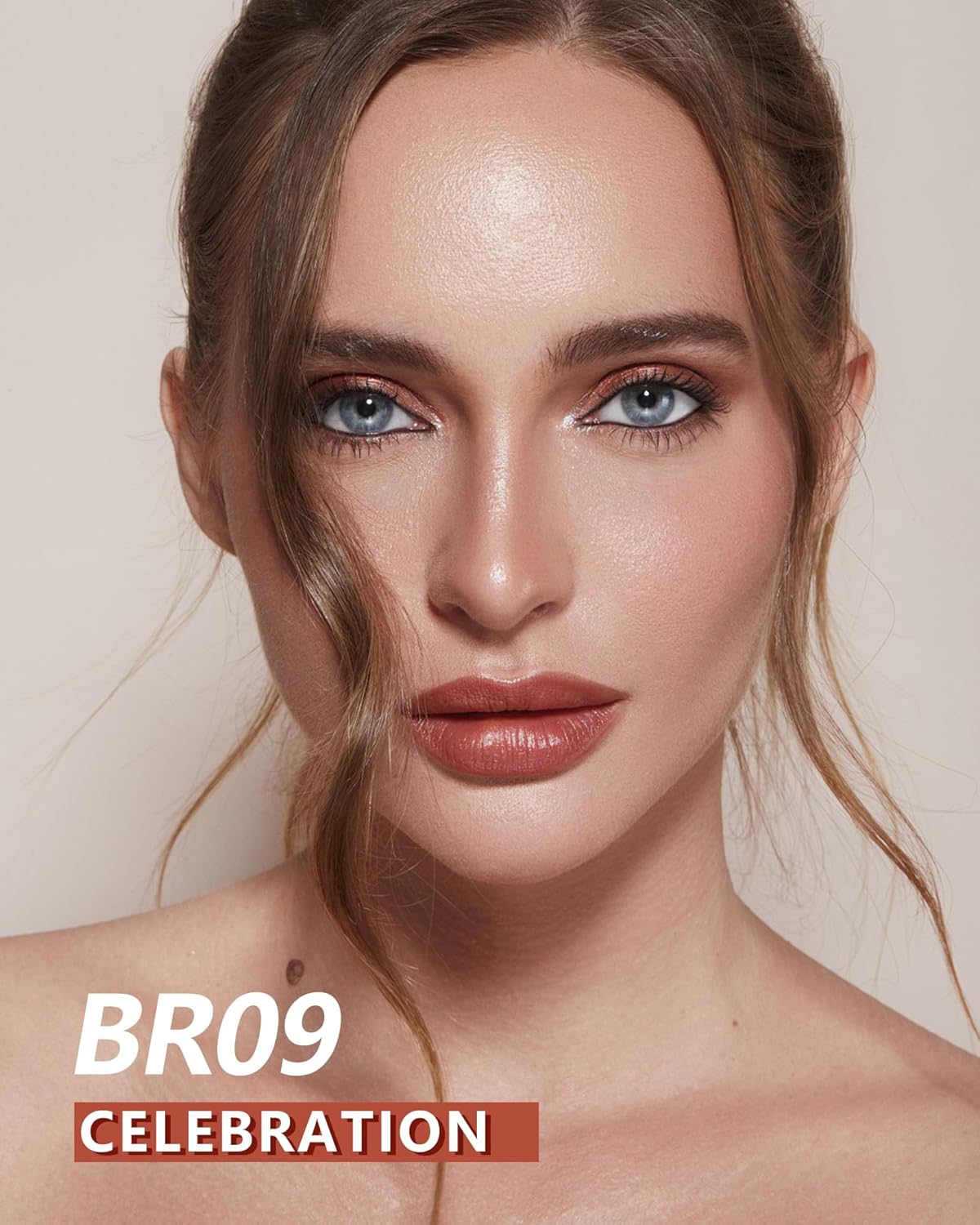 MAKI YIKA Metallic Lipsticks Long Lasting Brown Lipstick for Women, High Shine Glitter Lipstick No Smudge Transferproof iquid Lip Gloss (BR09 Celebration)