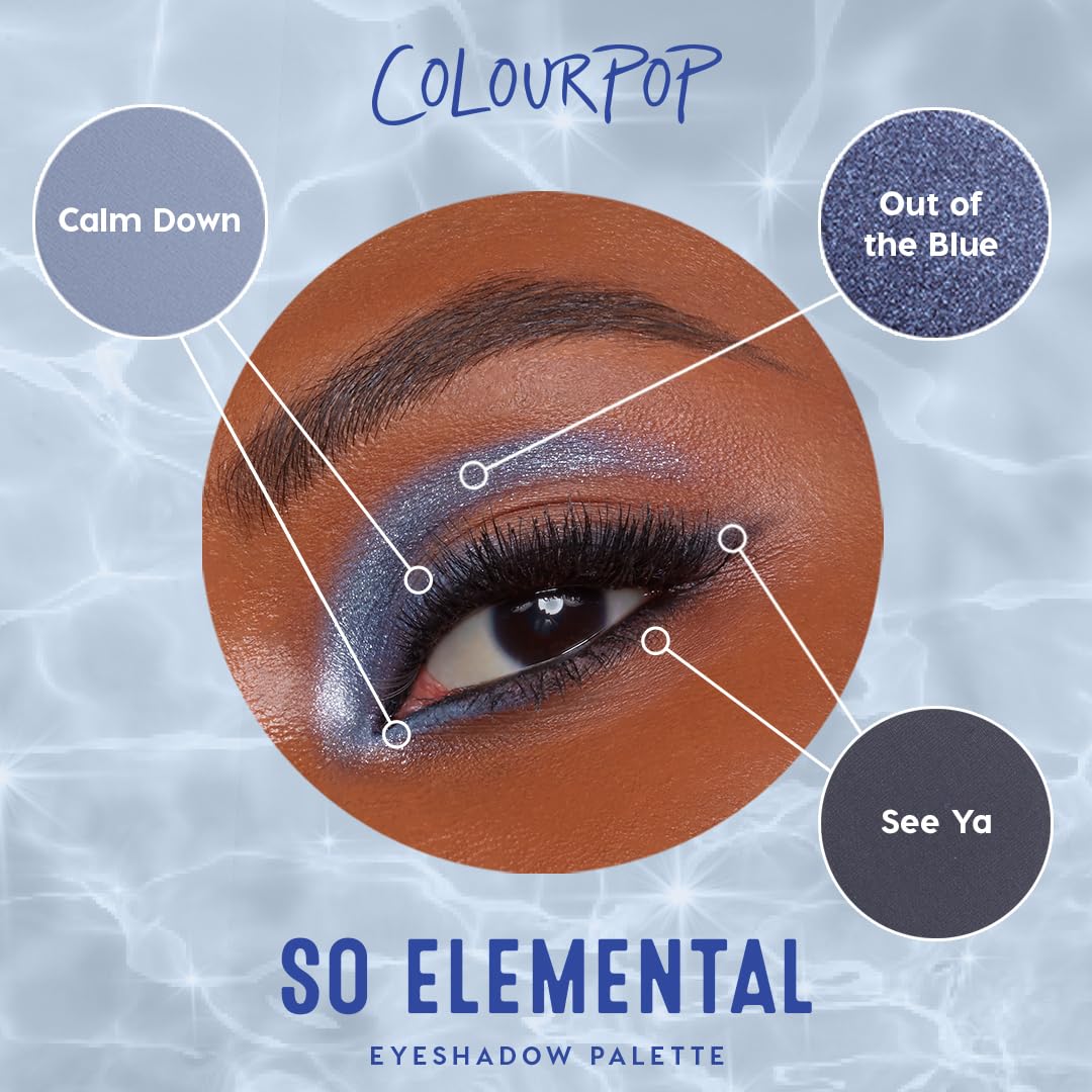 Colourpop So Elemental Eyeshadow Palette - Blue & Silver Shadow Palette with Metallic and Matte Finishes - High-Pigment Eye Makeup with a Long-Wearing Formula (0.3 oz)