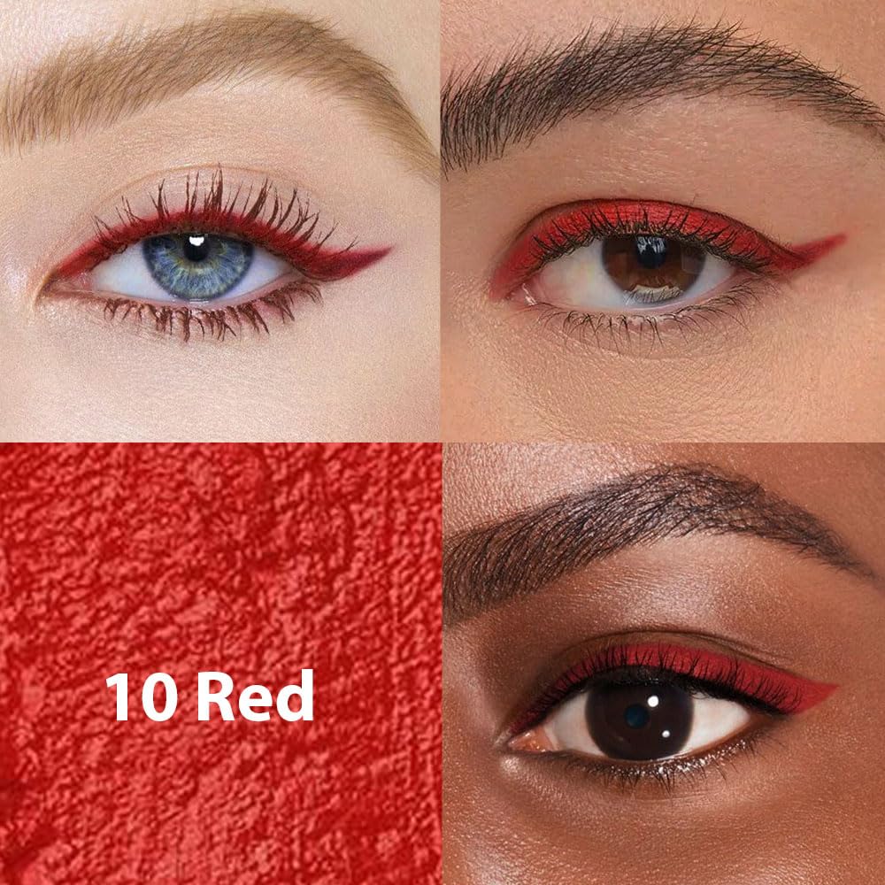 evpct 2Pcs Red Color Gel Glitter Eyeliner Pencils Set for Women Waterline Waterproof Smudge Proof lapiz de ojos delineador de ojos contra el agua Eye Liner Makeup