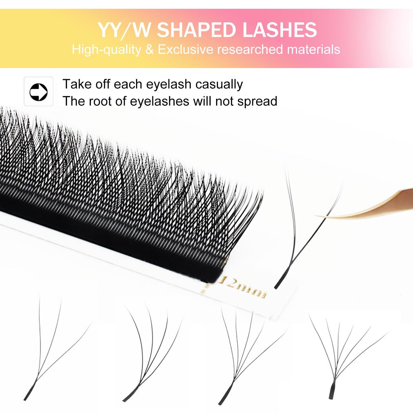 W Lash Extensions 7D Eyelash Extensions W Shape 0.07mm Thickness D Curl Mix 8-15mm Premade Fans Individual Lashes Volume Matte Black 12 Rows Crisscross False Eyelashes(W-7D-0.07-D,8-15mm)