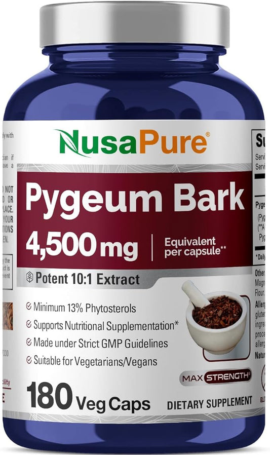 NusaPure Pygeum Bark 4500mg 180 Veggie Caps (Non-GMO, Gluten Free)