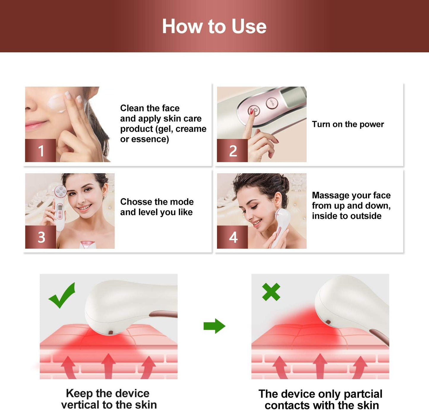 High Frequency Facial Machine 5 in 1 Facial Massager Micro-Current Recharable Facial Frequency Device