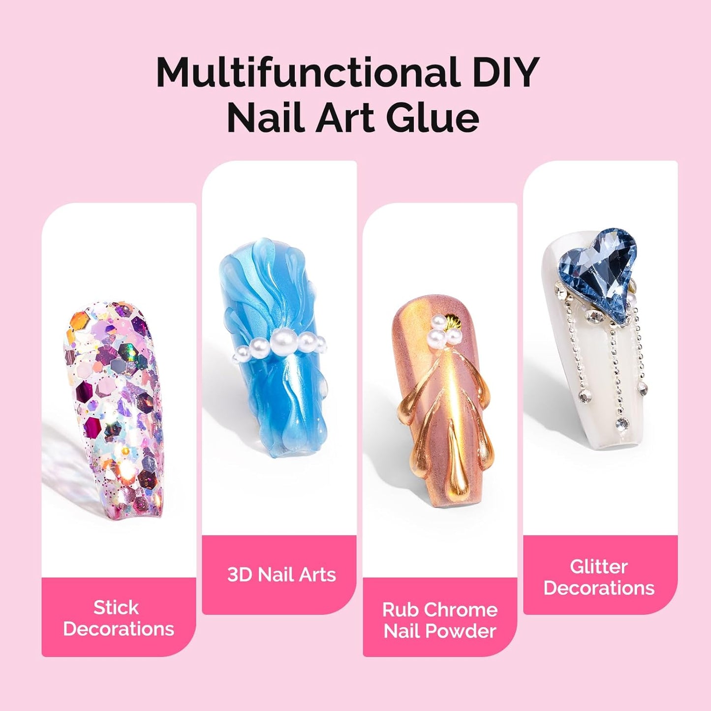 MelodySusie 15g Pinpoint Nail Rhinestone Glue for Nails Super Strong Gel for Nail Charms Gems 3D Nail Gel UV Nail Glue for Nail Art Design Nail Chrome