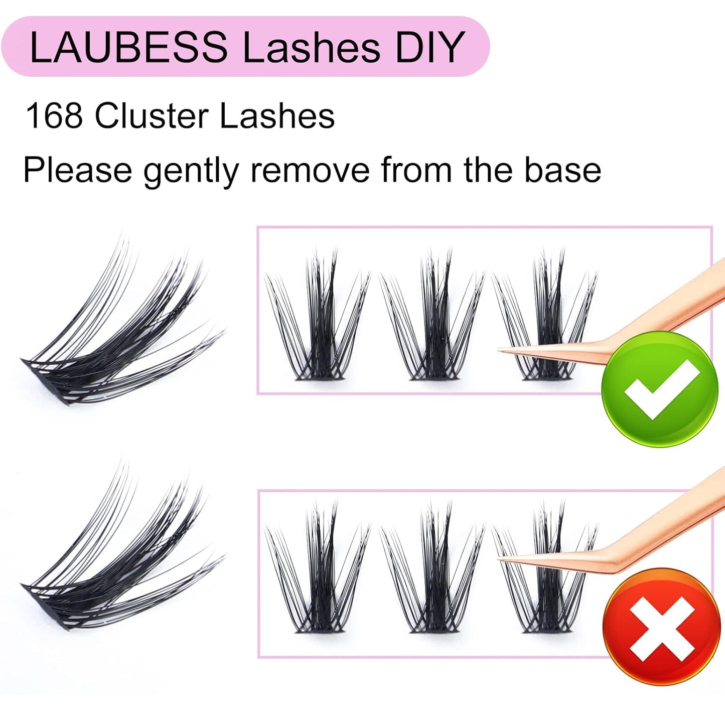 Eyelash Clusters LAUBESS Lash Clusters Individual Lashes Cluster Eyelash Extensions DIY at Home Waterproof Cluster Lashes (Manga)