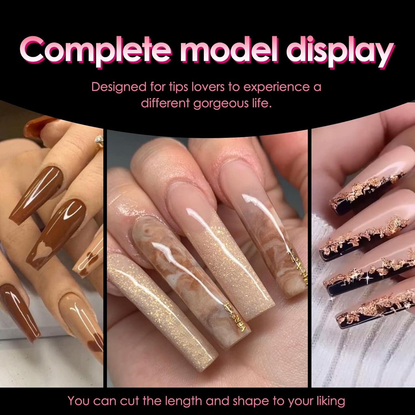 Ranrose Long Straight Nails Tips,240PCS Full Cover Soft Gel Nail Tips for Acrylic Nails Professional 12 Size Pre-shaped XXL Straight Shape False Nail Half Matte Fake Nail for Press On Nail Extensions