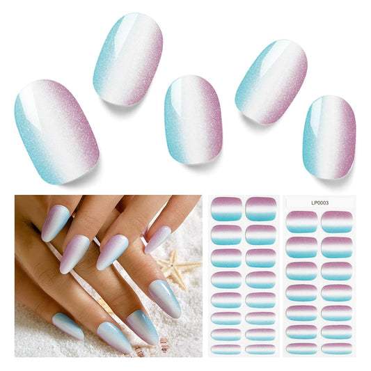 Semi Cured Gel Nail Strips, 30 pcs Gel Nail Wraps, Easy to Apply, 2 Weeks Long Lasting (Wonderland)