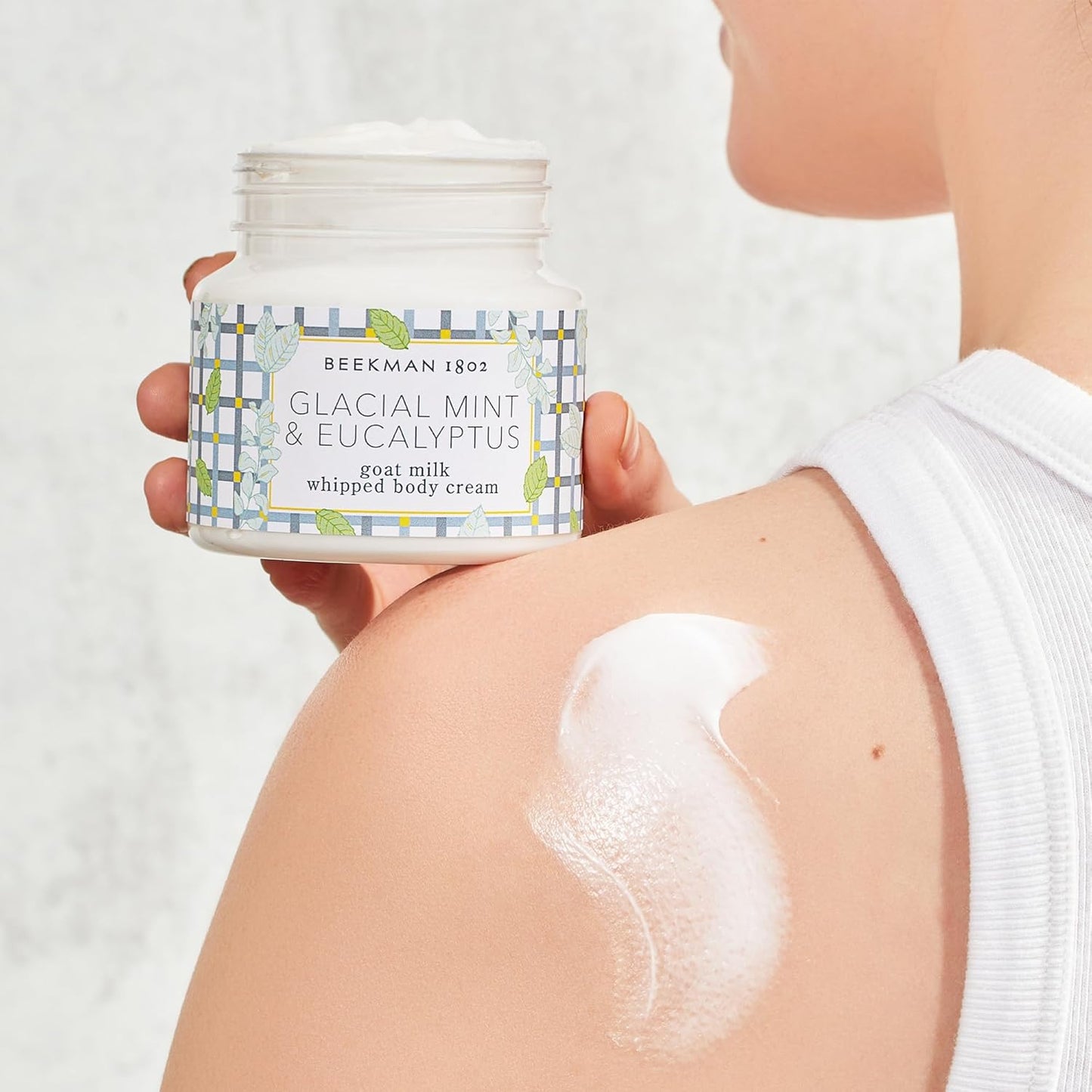 Beekman 1802 Glacial Mint & Eucalyptus Whipped Body Cream - 8 oz - Scented - Moisturizes, Soothes & Softens - With Coconut Oil & Mango Seed Butter - No Irritation - Good for Sensitive Skin