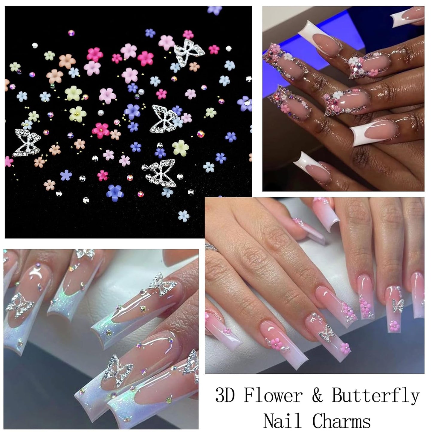 Nail Charms Rhinestones Colorful Nail Art Gems with Glue Gel Flatback Pearls Supplies Luxurious Crystal AB Rhinestones Nails Accessories Jewelry Pearls for Women Nails DIY Design