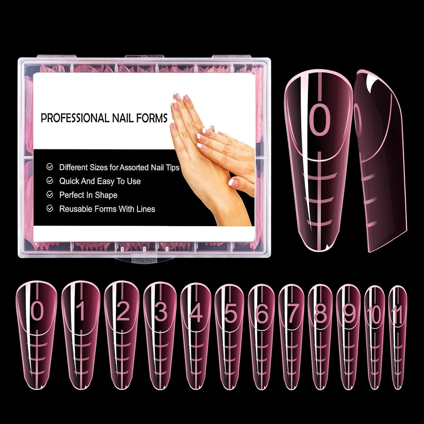 NMKL38 Diy 120PCS Clear Dual Nail Forms Full Cover Nail Mold Tips Arched Almond Acrylic Nail Extension Tools for Poly Gel Nail Art Salon