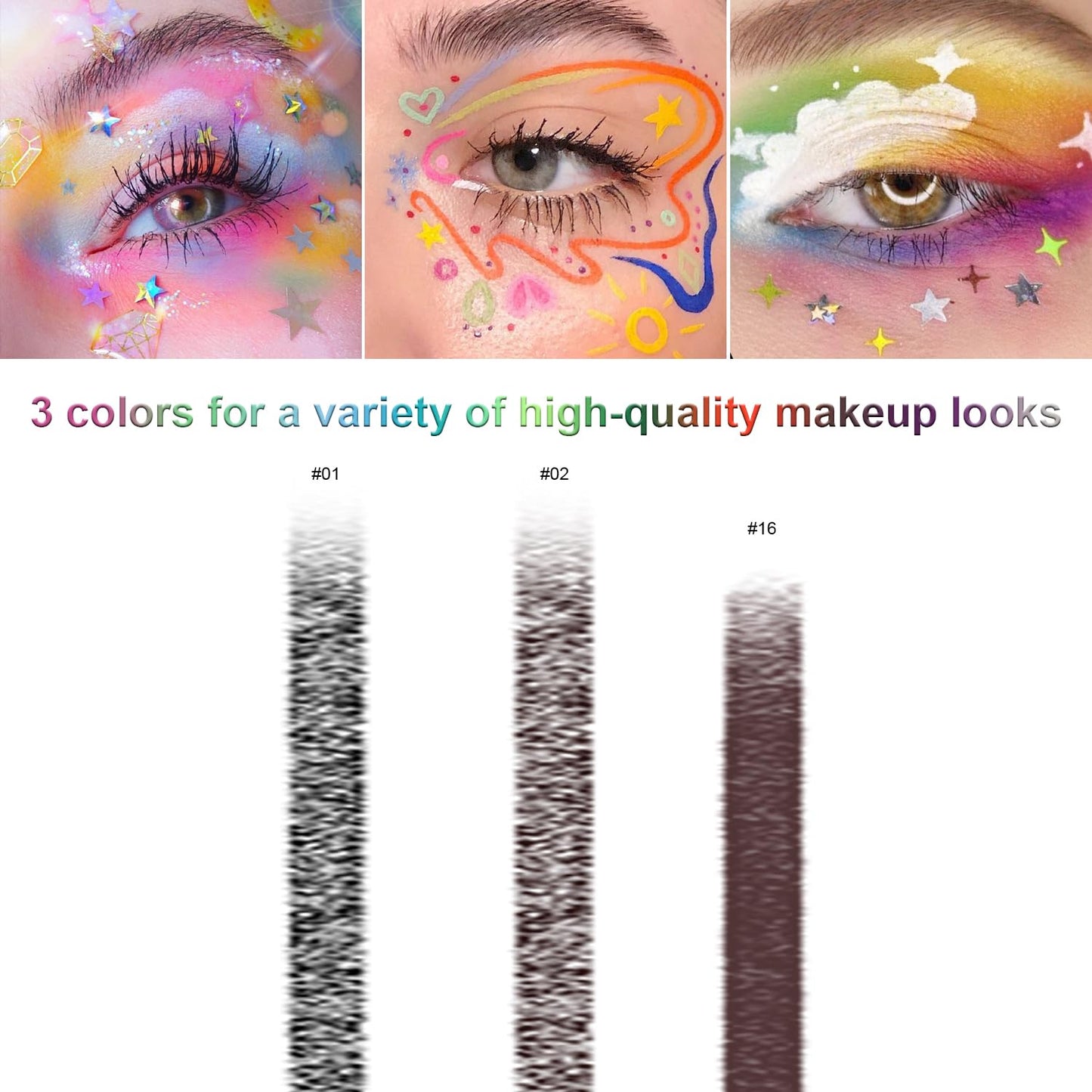 3 Colorful Eyeliner Pen Set, Eye Shadow Pencil, Pearl Eyeliner Kit Metallic Glitter Colored Eye liner for Women Eye&Lip Liner Professional Waterproof Eye Makeup(3PCS E)