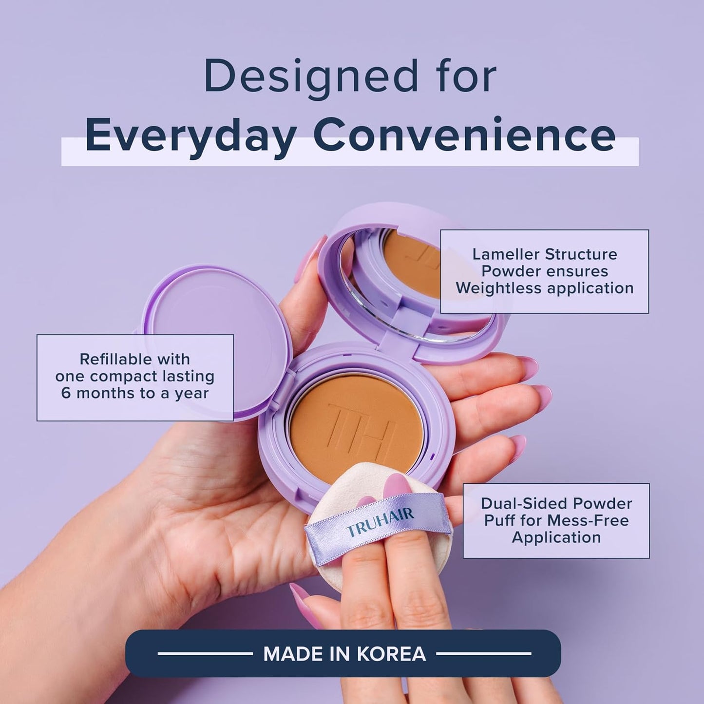 TRUHAIR Root & Scalp Cover Up Refill, Waterproof Pressed Powder for Gray Coverage, Bald Spots & Thinning Hair, Root Touch Up Color, 0.35 oz (Dark Brown)