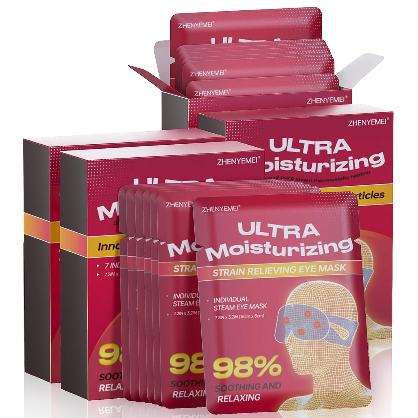 3D Self Heated Eye Mask for Dry Eyes with 100+ Soft Beads,Steam Eye Mask for Sleeping,Relaxation, Disposable, Spa, Travel Gifts for Women, Men 28 Packs