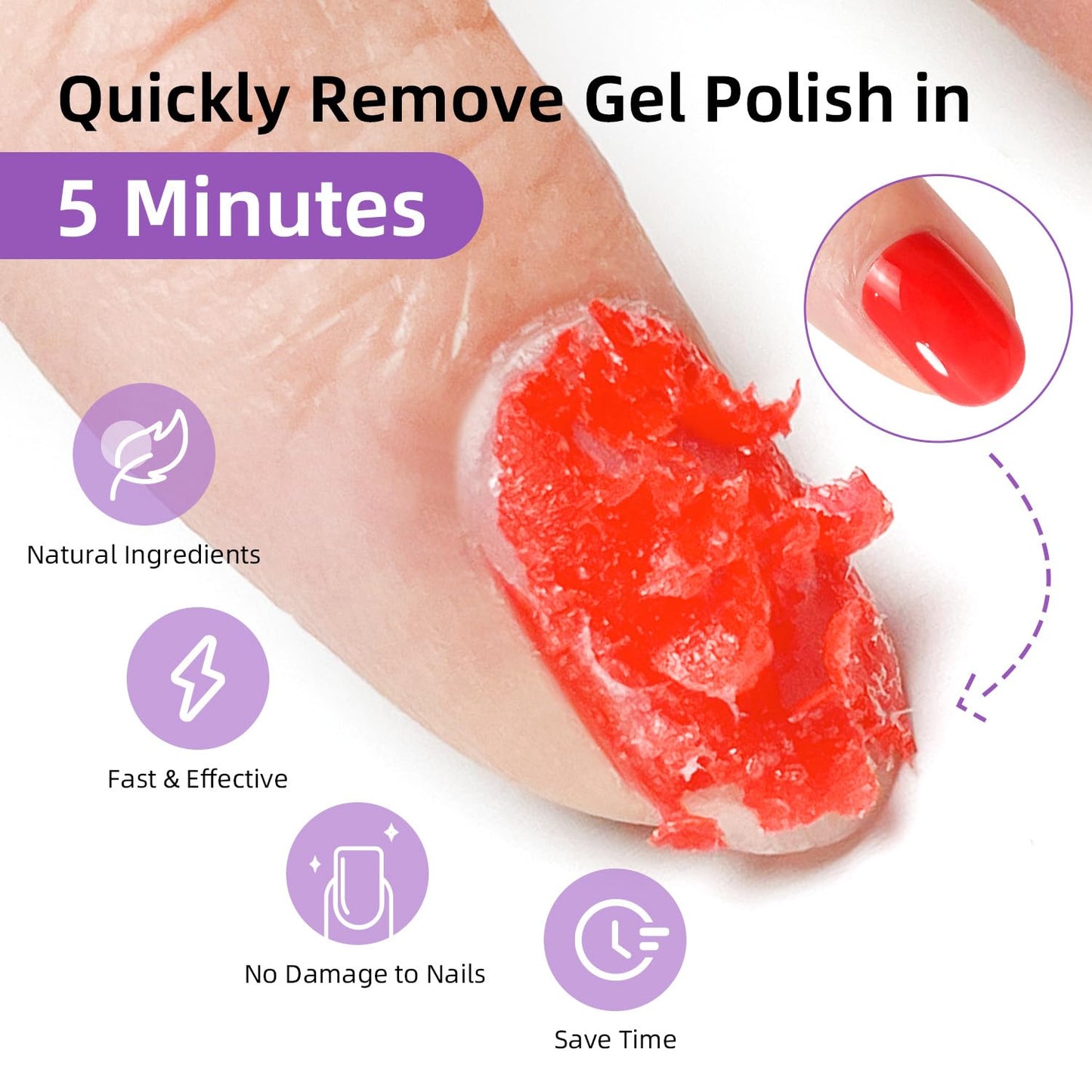 JODSONE 18ML Gel Nail Polish Remover No Need Soaking or Wrapping Gel Remove Within 2-5 Minutes Gel Nail Remover Easy And Quick Remove
