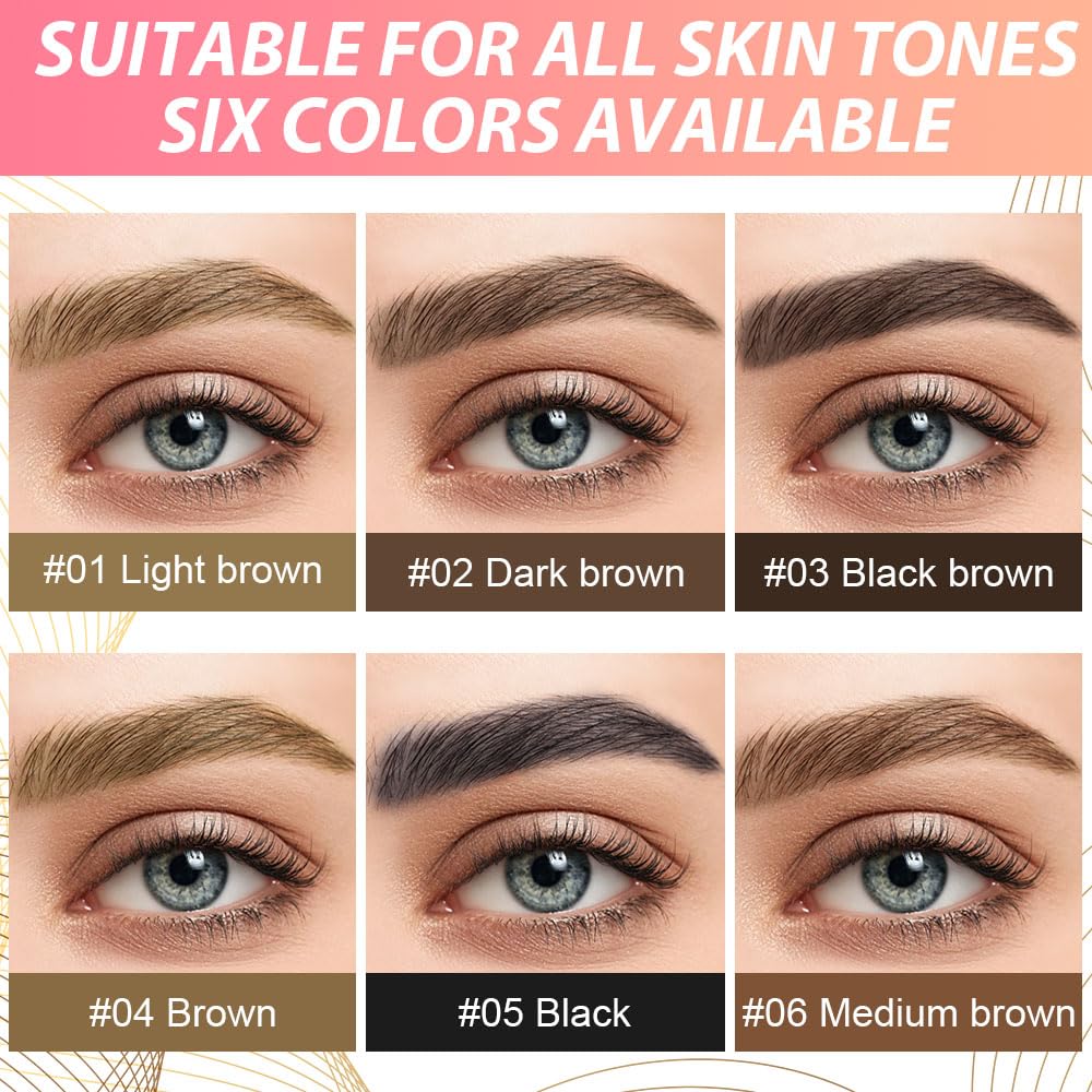 evpct Kaely 2Pcs Light Dark Brown Magic Microblading Eyebrow Contouring Pen Brow Pencil, with 4 Brush Micro-Fork-Tips Applicator, Dual-ended Eyebrow Brush, Hair Like Strokes, Natural Looking Brows