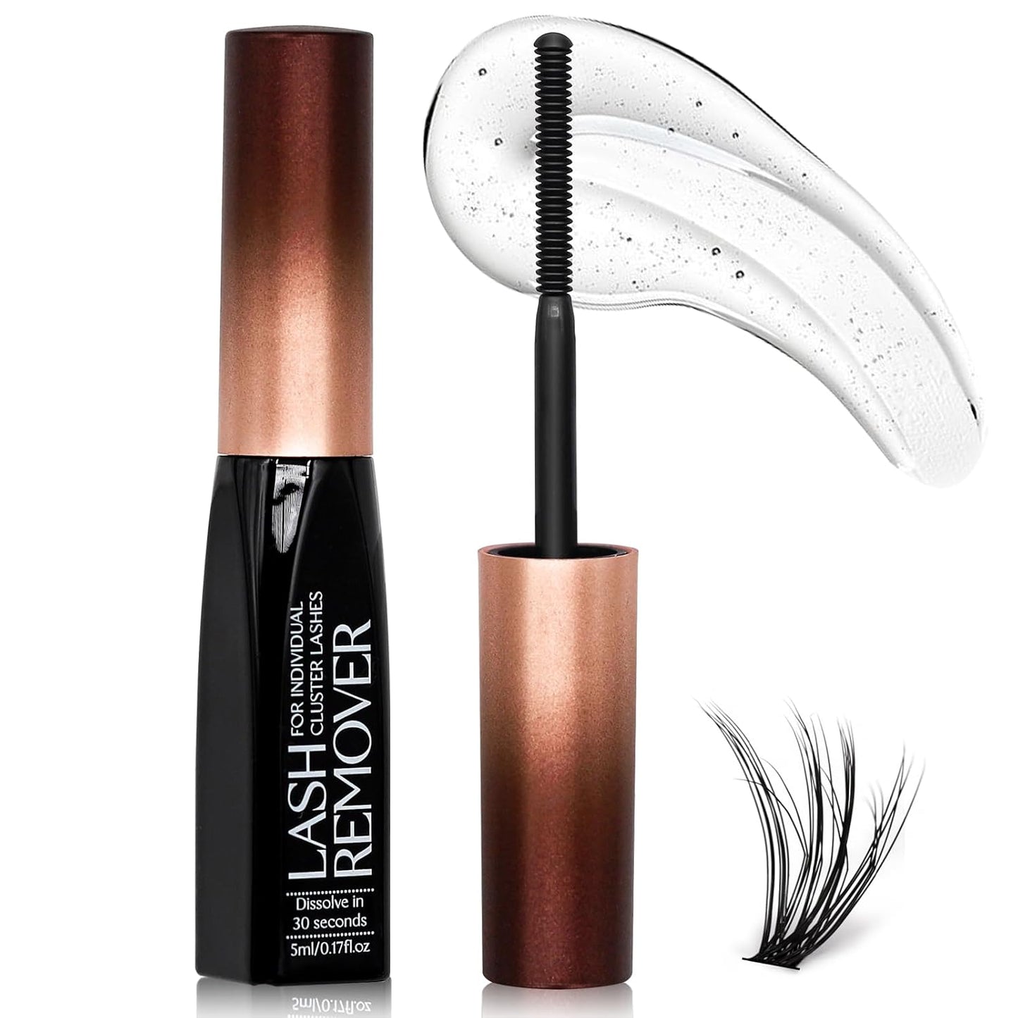 Deep Cleansing Cluster Lash Remover, Eyelash Glue Remover for Individual False Lashes, 15s Fast Removal, Safe Ingredients, Cruelty-Free, 0.17 fl oz