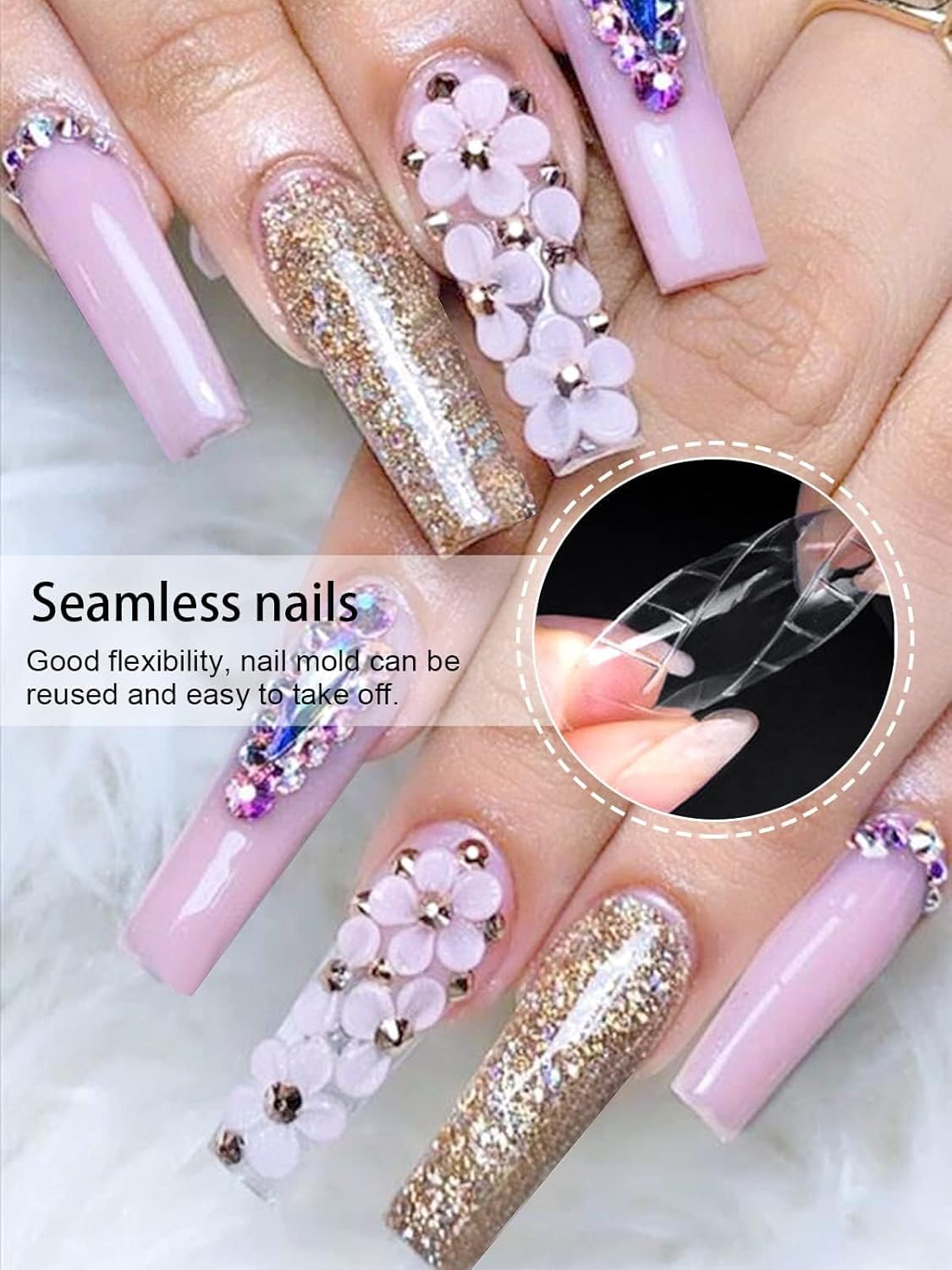 TOROKOM 120Pcs Poly Extension Gel Dual Nail Forms Square Clear Nail Forms Full Cover Coffin Nail Molds 12 Sizes for Gel Manicure Nail Art Design Salon&DIY