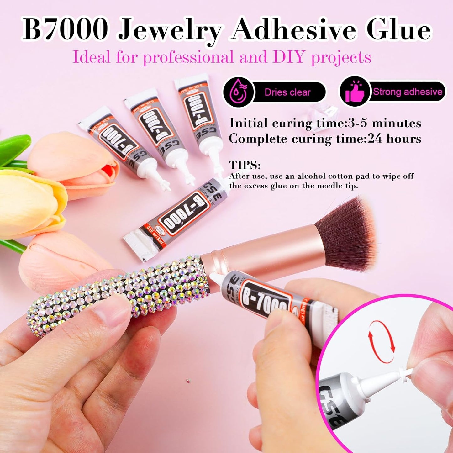 Canvalite Rhinestones 2784PCS in 6 Sizes Flat Back Gems, Crystal AB Art Gems with 5Pcs B7000 Glue, Pick Up Tweezers and Picker Dotting Pen for Nails, Makeup, Stocking Stuffers Gifts for Women