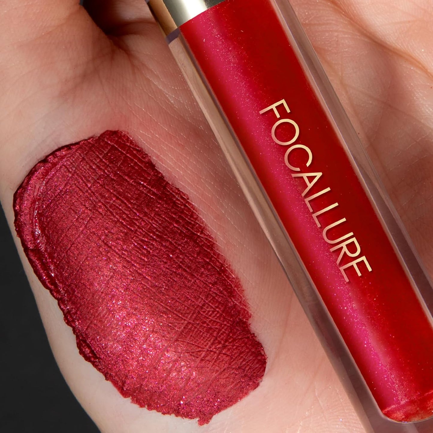 FOCALLURE Metallic Liquid Lipstick,Non Stick Cup Lip Gloss,High Impact Lip Color with Transfer-proof Wear,Long Lasting & Waterproof Lipstick Makeup for Women,RD06 FULL HOT