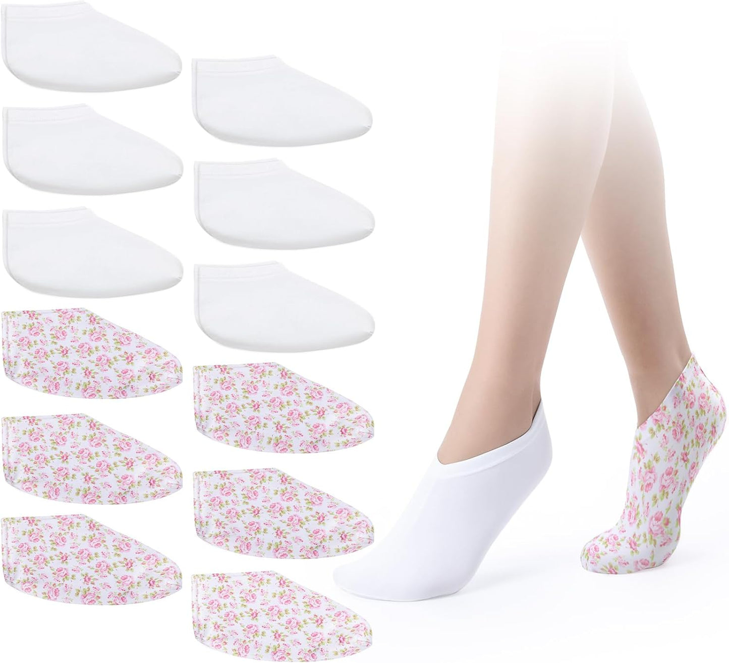 12 Pairs Moisturizing Socks Overnight for Dry Feet Cotton Spa Lotion Cotton Moisture Enhancing Cosmetic Moisturizing Socks for Women Men Foot Care Dry Cracked Feet(Beautiful,White)