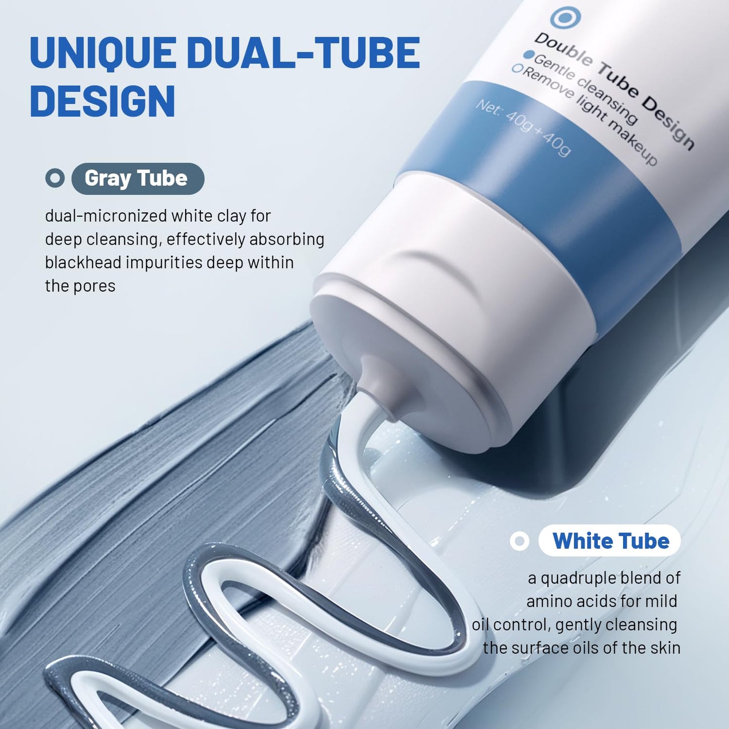 Clay Mask, Double effect Mud Mask for Face and Body, Spa Quality Pore Reducer for Acne, Blackheads & Oily Skin Deep Clean for All Skin Type,Natural Vegan Skincare,Tightens Skin & Exfoliate.