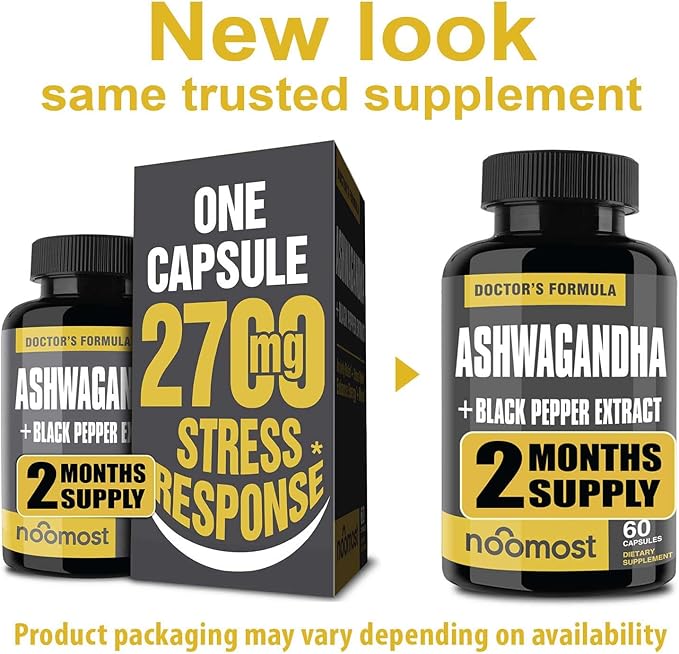 Organic Ashwagandha Capsules 2700mg w/Black Pepper Extract 20mg as Vegan Ashwagandha Supplements for Anti Stress Relief, Natural Mood Support, Energy & Focus, 2 Months