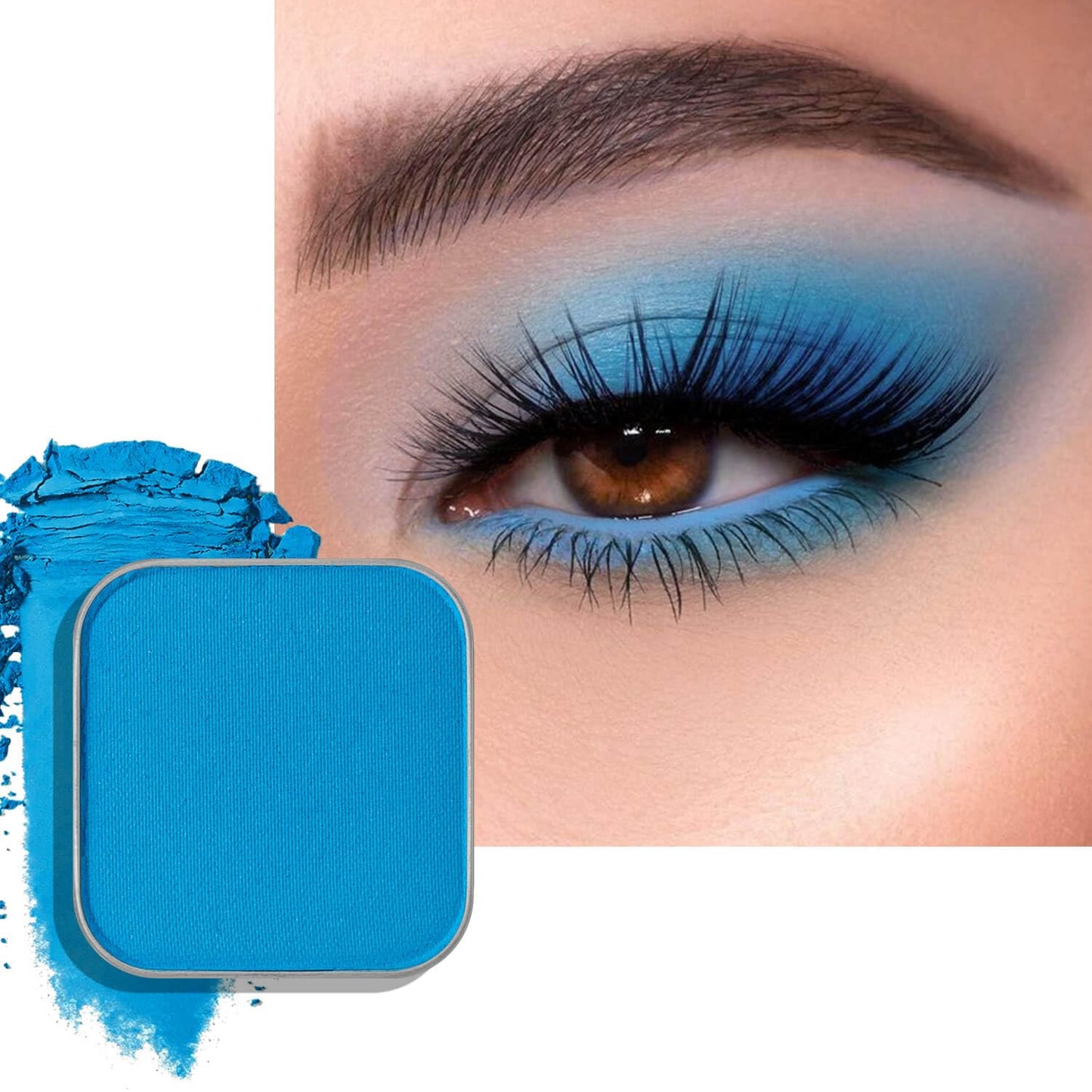Matte Eyeshadow Sky Blue Soft Matte Finish, Single Magnetic Pan for DIY Makeup Palette, Smooth Powder, Long Lasting and Buildable (Blue Tide)