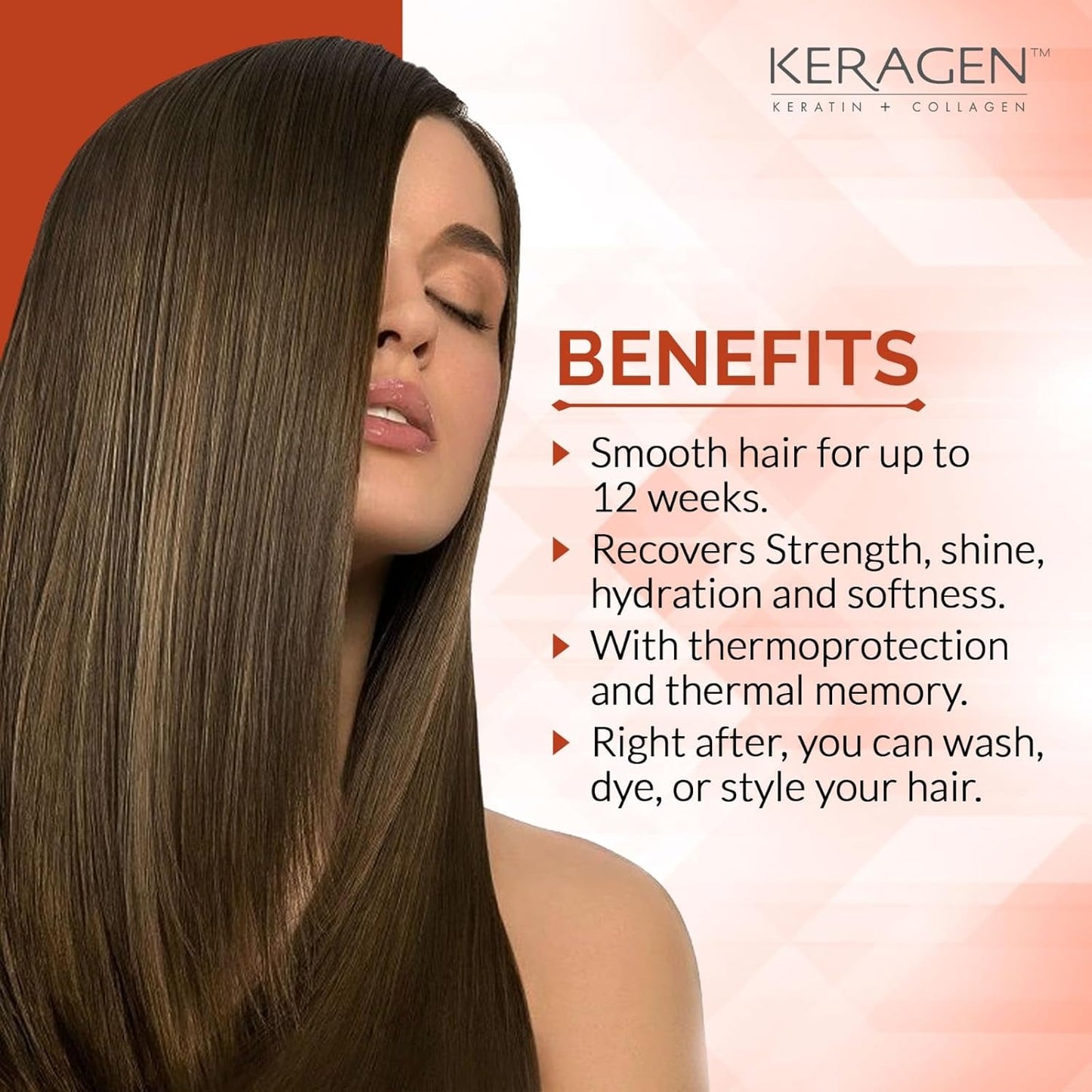 Keragen Brazilian Keratin Hair Treatment - Premium Straightener Cream, Sulfate-Free Anti-Frizz Products, Perfect Straightening Solution for Dry & Damaged Hair, Kit Combo Set