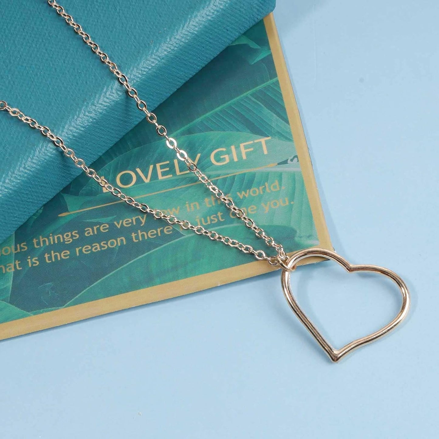 Boho Long Heart Necklace Open Heart Pendant Necklace Floating Heart Chain Necklace Gold Hollow Heart Necklace Jewelry for Women