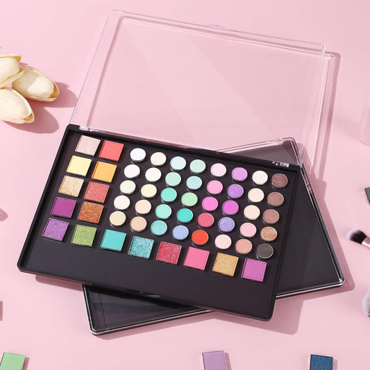 2PCS 9.25"x6.6" Large Empty Magnetic Makeup Palettes, Not Included Metal Sticker/Pans, XL Eyeshadow Pan Dispensing Storage Boxes, Compact & Portable Blush Lipstick Powder Palettes for DIY Cosmetics