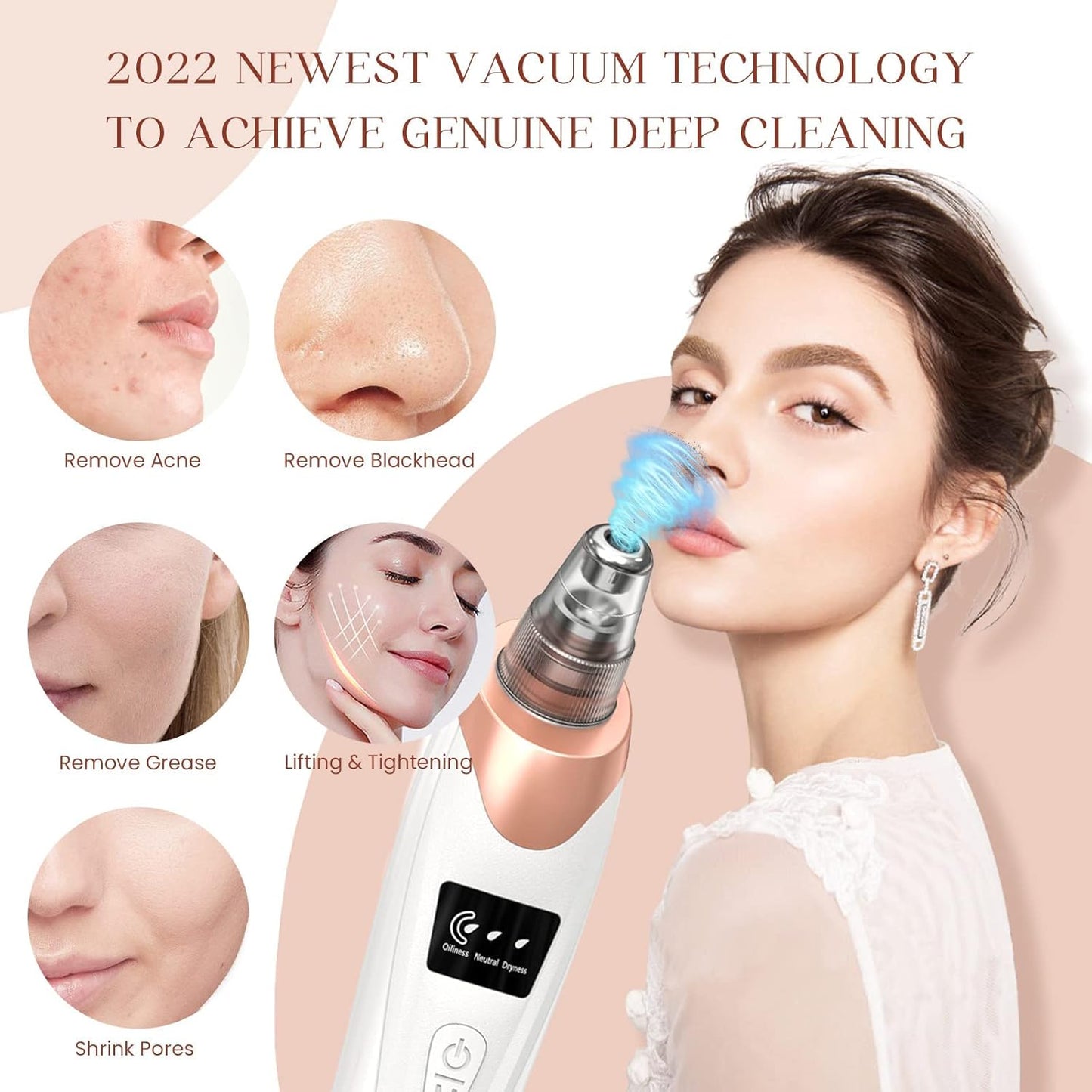 2025 Blackhead Remover Pore Vacuum,Facial Pore Cleaner-5 Suction Power,5 Probes,USB Rechargeable Blackhead Vacuum Kit Electric Acne Extractor Tool for Adult