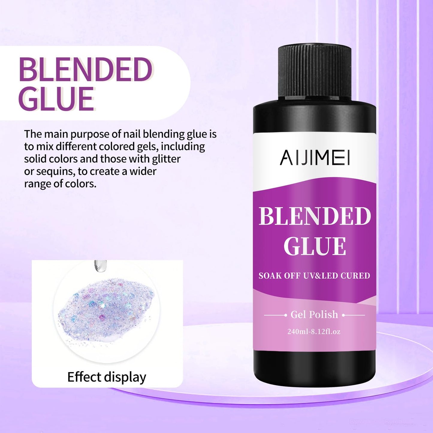 AIJIMEI Nail Polish Thinner Glue 8fl.oz Clear Nail Blending Glue for Blending, diluting, Mixing Glitter Powder Mixer Gel Polish Dilution Color Sequins MixingGlue 240ml for Nail Designer