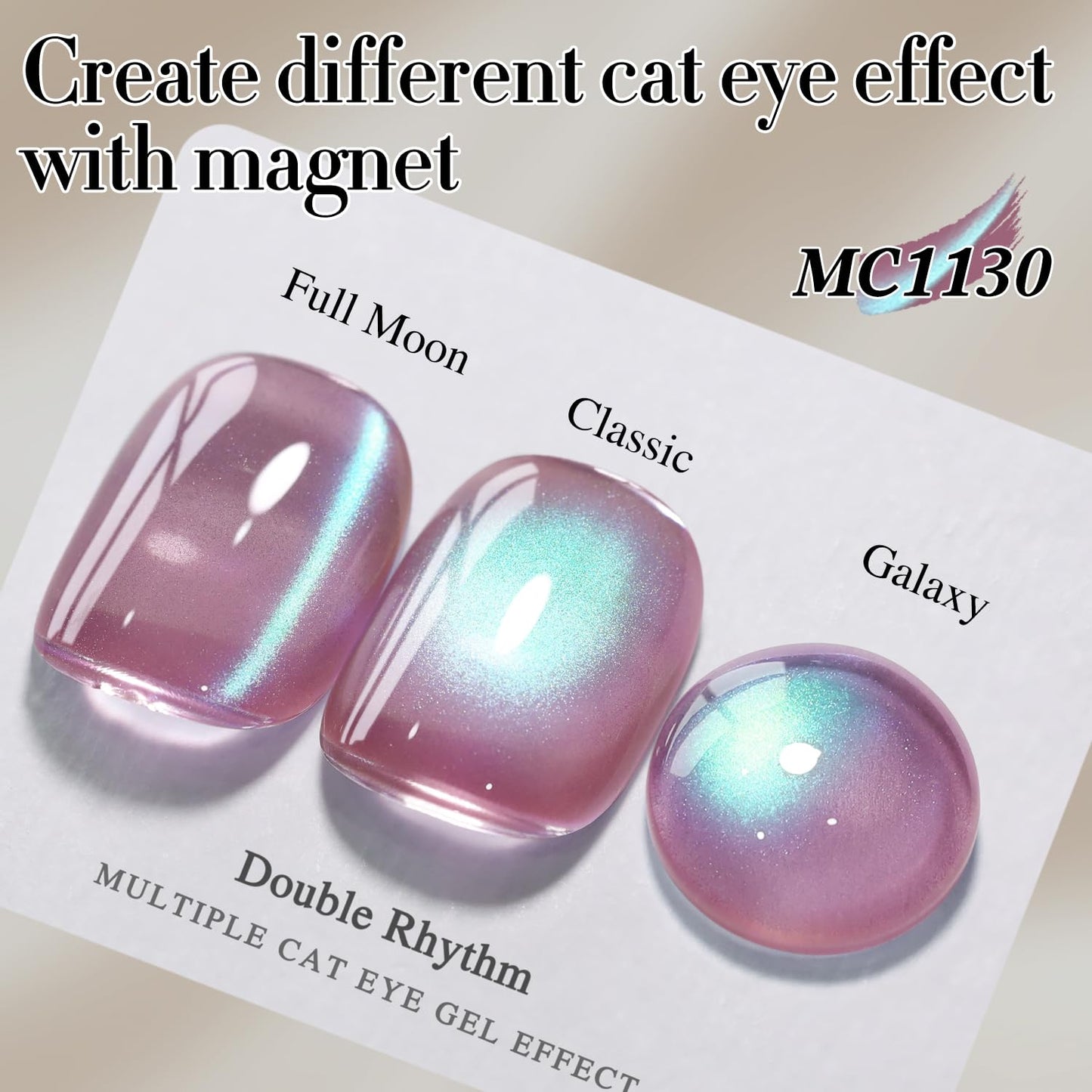 Double Rhythm 15ML Ice Glass Cat Eye Gel Polish with Magnet Holographic Glitter Shimmer Translucent Sheer Color Salon Soak Off Magnetic Nail at Home (Plum Purple-MC1130)