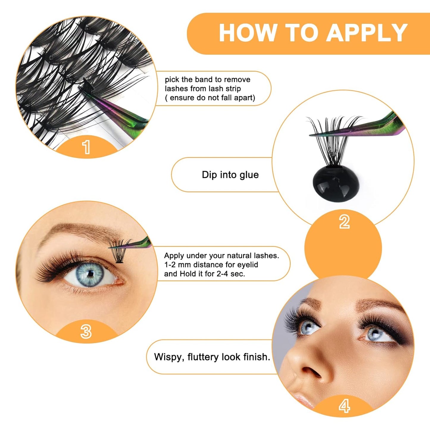 B&Qaugen Lash Clusters 30D-D-15 Individual Lashes 280 Clusters False Eyelash 10D 20D 30D 40D Lash Clusters Extensions Individual Lashes Cluster DIY Eyelash Extensions at Home (30D-D,15MM)