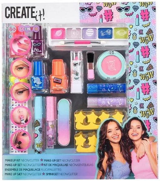 Neon and Glitter Makeup Set - 17 Pieces