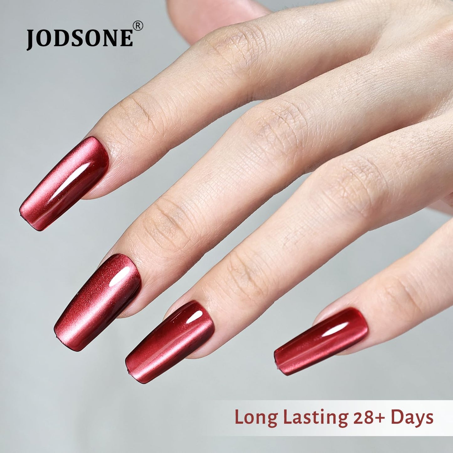 JODSONE 16.5ml Red Cat Eye Gel Nail Polish,Glitter Burgundy Red Cat Eye Magnetic Reflective Translucent Need U V Curing at Home Salon Design